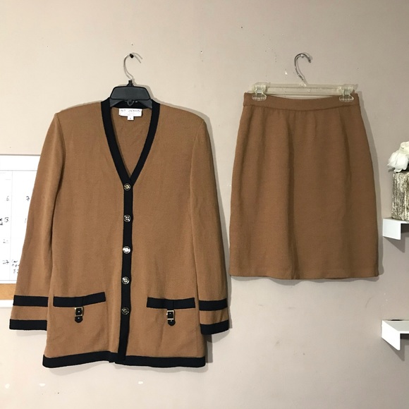 St. John Dresses & Skirts - St John Collection Skirt Suit Set Brown Black Knit